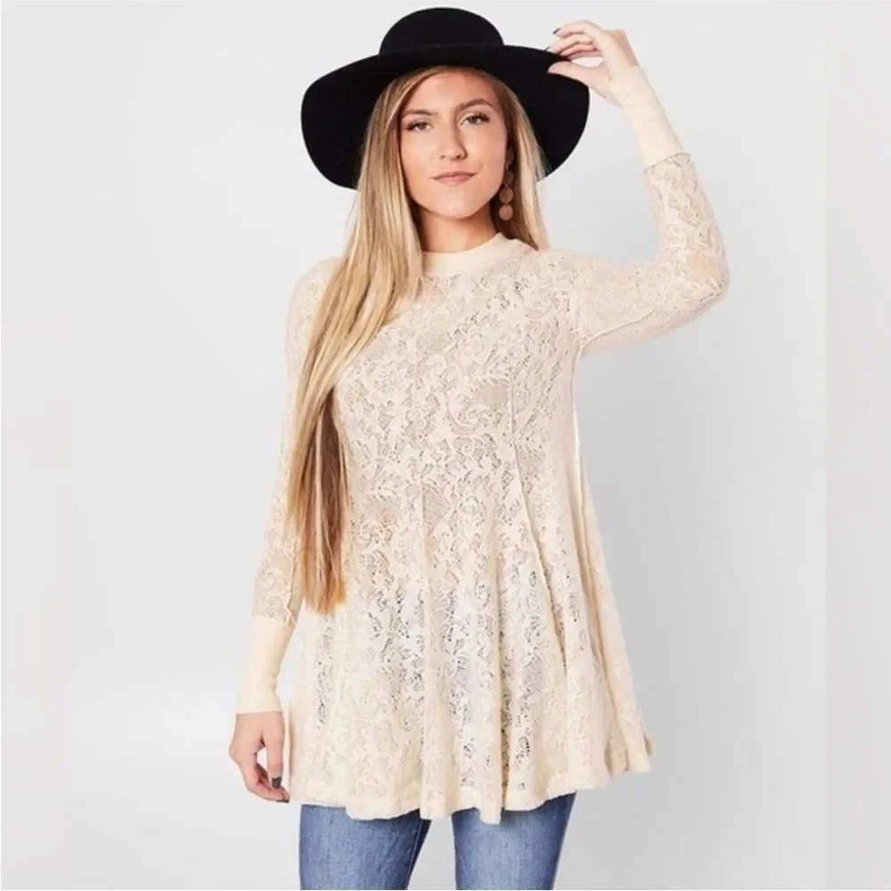 Free People‎ Coffee In The Morning Tunic Top Sz small nwot